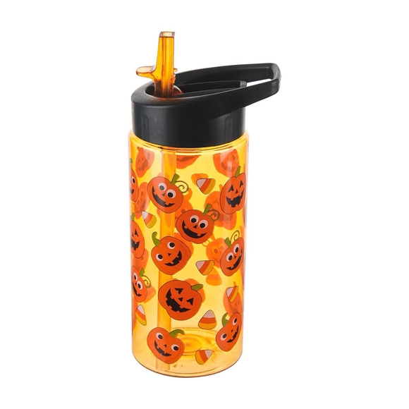 Plastic Tumbler Bottle Lid Straw 16 oz Pumpkin Candy Corn Holiday Multicolored - Picture 1 of 12